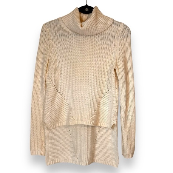 Anthropologie Moth Women's Cream High Low Turtleneck Sweater- Medium - Picture 4 of 13